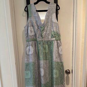 NTW - Women's Tie-Front Maxi A-Line Dress - Universal Thread™ Blue Paisley, XL